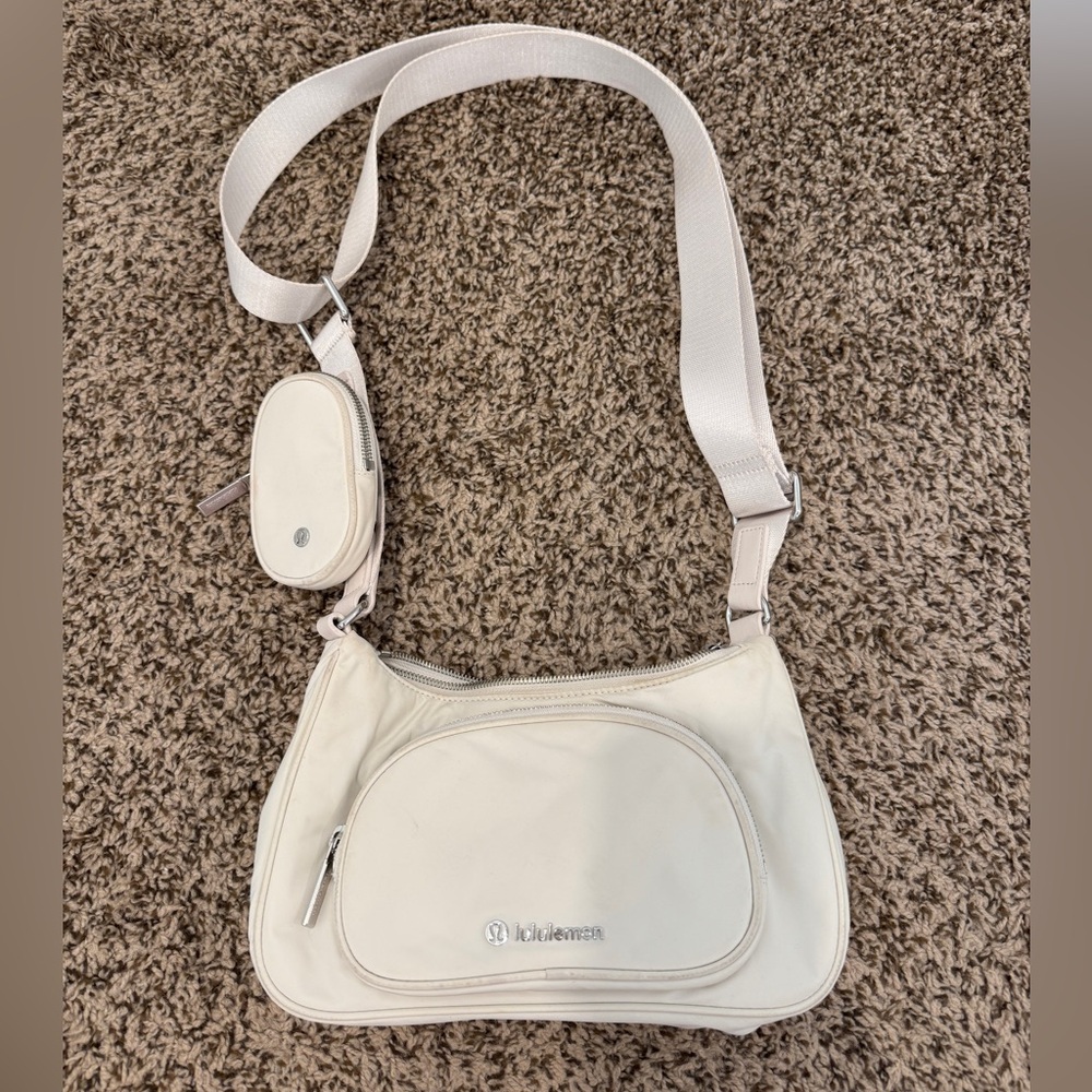 lululemon athletica crossbody bag with nano pouch 2L in bone